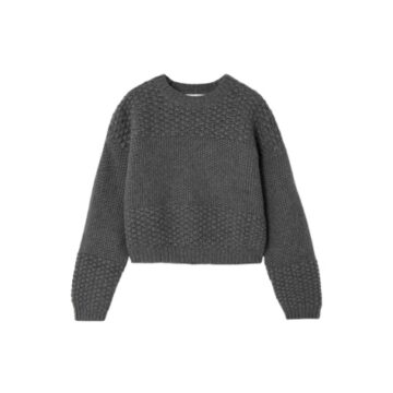 Dark Grey Cropped Waffle Knit Sweater