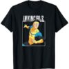 Black Graphic Crew Neck T-Shirt with Superhero Print