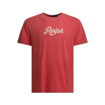 Muted Red Crew Neck T-Shirt with White Ralph Graphic