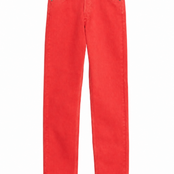 Red Straight-Leg Jeans with Classic Five-Pocket Styling