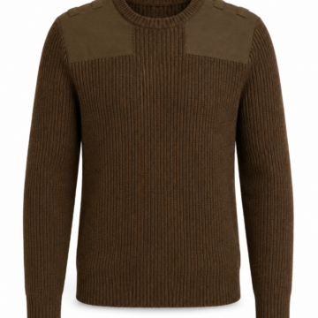 Olive-Brown Chunky Ribbed Crewneck Sweater