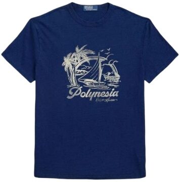 Navy Blue Relaxed Fit T-Shirt with Sailboat Graphic