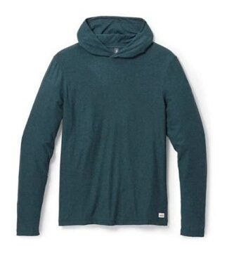 Teal Heathered Hoodie with Cowl Hood and Woven Tag