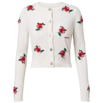 Cream Rose Floral Knit Cardigan