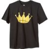 Black Relaxed Fit T-Shirt with Metallic Gold Crown Graphic