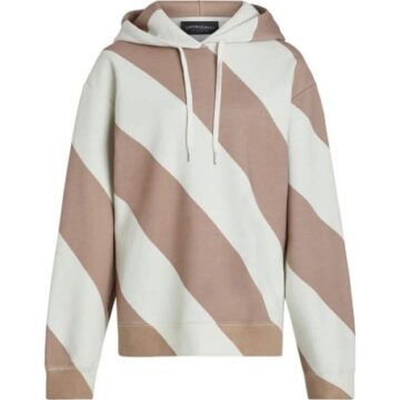 Cream and Pink Striped Oversized Hoodie
