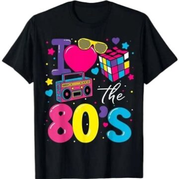 Black Retro Graphic Tee with 80s Print